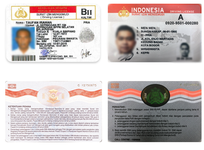 Driver's licenses in Indonesian