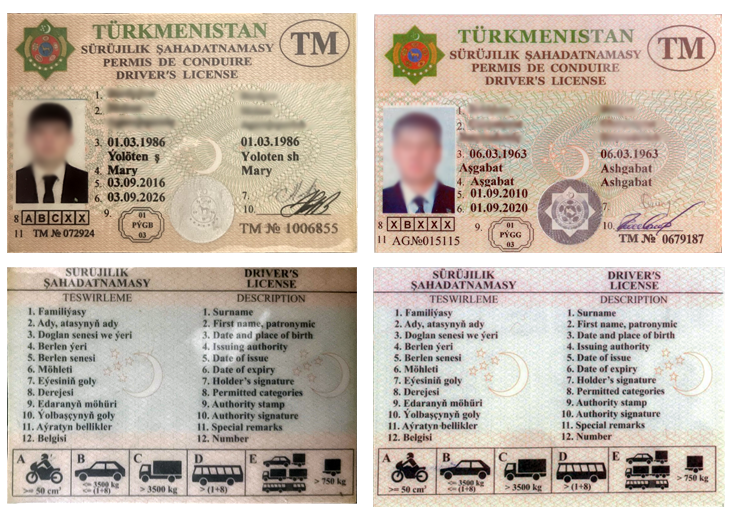 Türkmence dilindeki sürücü belgeleri